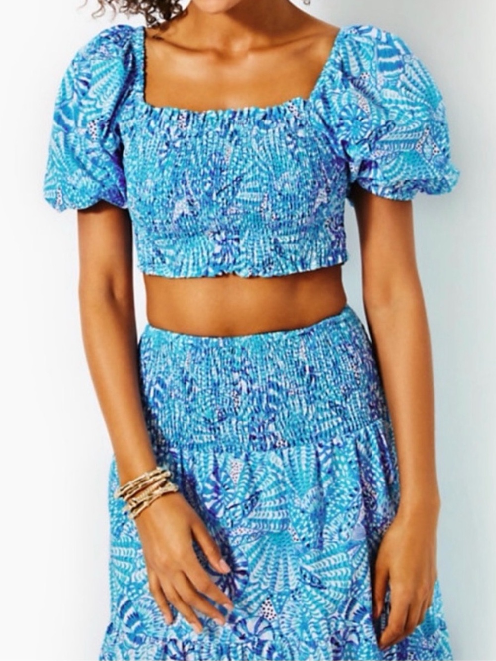 Lilly Pulitzer Aston Maxi Set Seashell Pattern Blue & Aqua - Picture 2 of 9